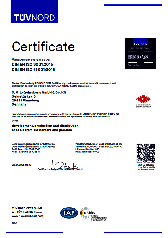 Certificate DIN EN ISO 9001 : 2015 and DIN EN ISO 14001 : 2015 Certificate DIN EN ISO 9001 : 2015 and DIN EN ISO 14001 : 2015