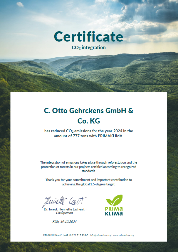 PrimaKlima Certificate